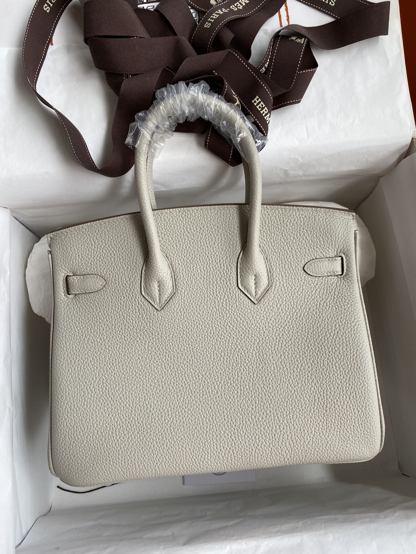 Hermes Birkin 25CM Togo Leather Handbag Pearl Gray